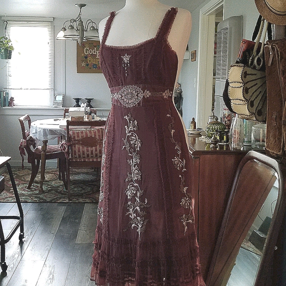 Lithe Anthropologie iridescent beaded dress